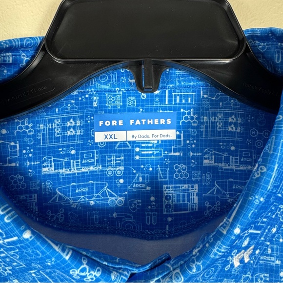 Fore Fathers Performance Polo XXL Blue Soft Breathable Fabric Chemical Print - Picture 6 of 12
